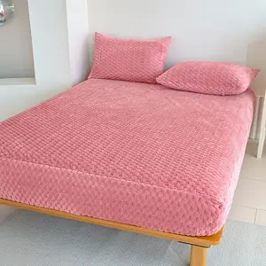 King Queen Size Bed Sheet Set, Soft Warm Gold Velvet Touch, Elastic Band Fits Mattress Tightly, Deep Pocket Design, Bedroom Dorm Use