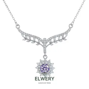 【N-019 | Angel Wings】Synthetic Moissanite Necklace Jewelry
