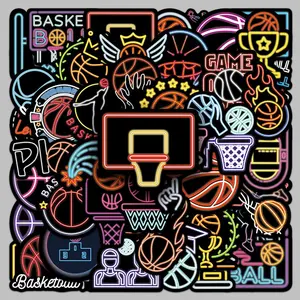 Basketball Themed Graffiti Sticker (50pcs), Creative Basketball Pattern Decorative Sticker, DIY Decals for Water Bottle, Laptop, Phone Case, Scrapbooking, Journal Making, Cover