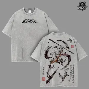Aang Oversized Anime T-Shirt, Avatar The Last Airbender Streetwear Tee, Aang Graphic Washed Cotton Shirt, Airbender Elemental Aesthetic Outfit, Unisex Casual Drip, Gift For Anime Fans
