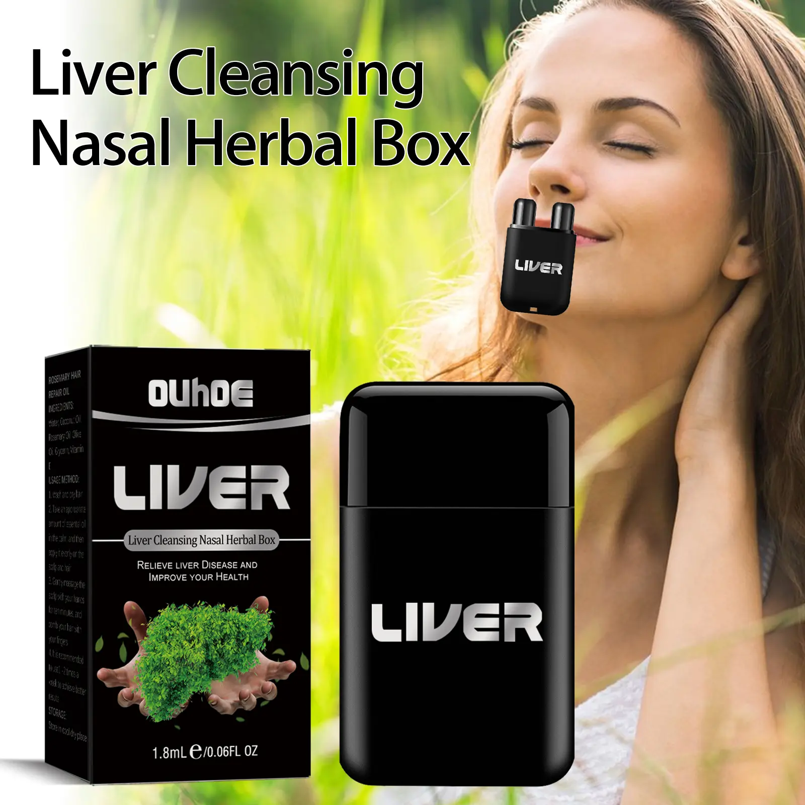 Ouhoe Natural Herbal Nasal Inhaler Relieve Nasal Congestion, Nasal Discomfort, and Nasal Cleaning,forRelief & Nourishment 1.8ml