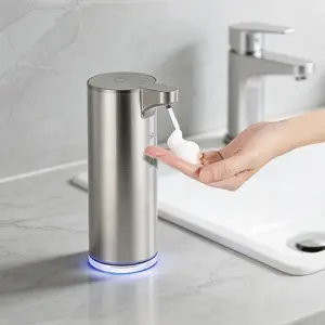 Automatic Foaming Soap Dispenser, Matte Stainless Steel Touchless Soap Dispenser with Self-Clean Mode, 1500mAh Rechargeable USB-C, IPX5 Waterproof Anti-Clogging Foam Pump for Kitchen & Bathroom