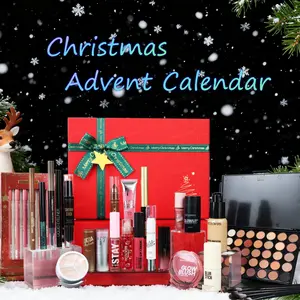 24 Days Beauty Advent Calendar Makeup Set ,24PCS Christmas Countdown Calendar Make Up Lip Gloss Lipstick Foundation liquid Eyeshadow Eyebrow Eyeliner highlighter Cosmetic