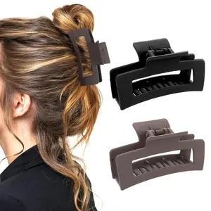 2 count Square Claw Clips 3.5 Inch Matte Non-slip Hair Clamps Medium Hair Claw Clips Fashion  Hold Banana Clip Thick Thin Hair Styling Accessories for Women Girls
