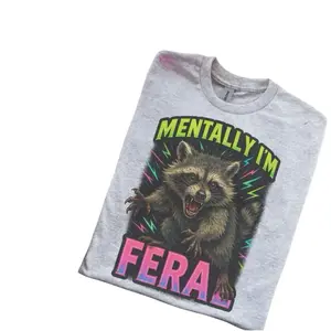 Mentally I’m Feral - Feral Raccoon Shirt - Shirts For Women - Bleached Shirt - Gildan Womenswear Tshirt Streetwear