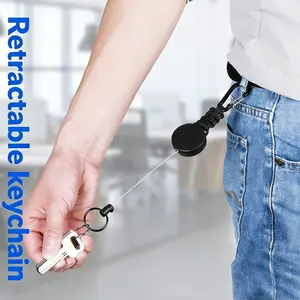 Keychain Outdoor Telescopic Round Keychain Handwoven Retractable Outdoor Hanging Buckle Easy Pull Key Clip Retractable Keychain Carabiner Badge Holder Retractable Badge Reel ID Holder Extendable Key Ring Key Holder with 23.6 Inch Steel Cord and Paracord