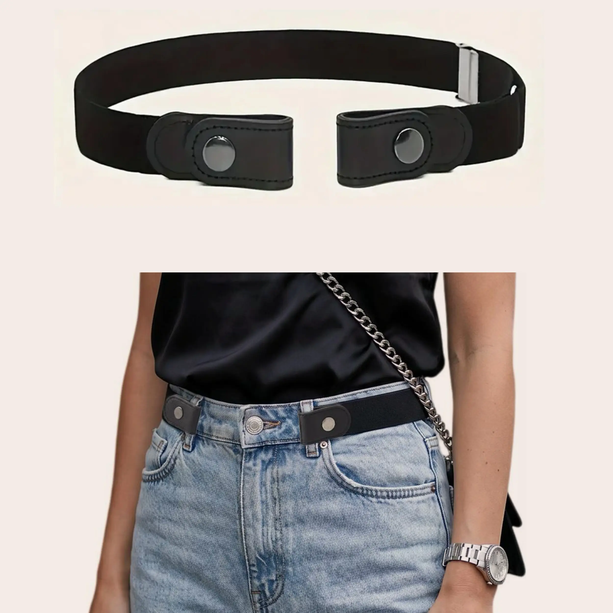 Traceless Unisex Traceless Invisible Elastic Belt, No-Sew No-Buckle Adjustable Pants Waist Tightener Belt Hack, Comfort Fit All Waist Sizes Unisex For Jeans