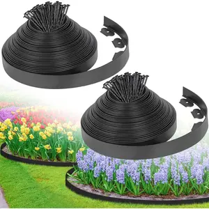 2-Inch x 100 FT Landscape Edging Border with 150 Stakes, Plastic Edging for Landscaping Garden Edging Border, Flexible Landscaping Edging for Garden Flower Beds Yard Lawn Pathway Paver (Black)