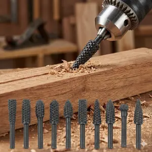 High-Speed Carbide Rotary Burr Set 5/10 Pcs for Electric Engraver, Polishing Bits for Metal Wood Stone Carving, Deburring Tools, 6.35mm Shank Multi-Purpose DIY Professional Grinding Heads Compatible with Dremel