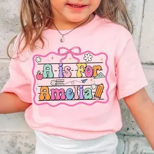 Youth & Adult Personalized Back To School Kids Shirt, Cute Graphic Custom Alphabet Kindergarten First Day Of School Toddler T-shirt, USA-Made & Printed Apparel	