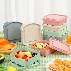 Portable Wheat Straw Lunch Box, Large Capacity Sandwich Container, Ideal for Toast Bread, Durable Meal Storage Solution