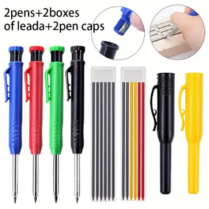 Solid Carpenter Automatic Pencils Set (with Refills & Sheath), Mechanical Pencils Set, Punching Tool Pen, Woodworking Pencils for Carpenters to Draw, Father's Birthday Gift