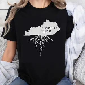 100% Cotton Unisex Kentucky Roots State Map Gift T-Shirt
