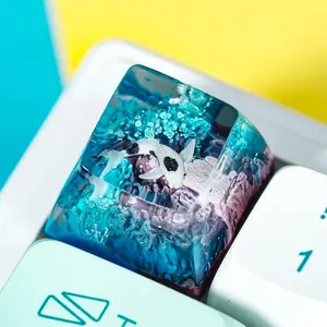 Koi Fish Artisan Keycap Blue Coral Reef R1 SA Profile Custom Keycaps 1U ESC  Gaming  Key Cap Cherry MX  Compatible Mechanical Keyboard Koi Lover