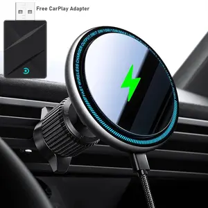 for 15W Magsafe Car Mount Charger, [Vibrant LED Decoration] Wireless Car Charger, Magnetic Phone Holder Mount for Air Vent