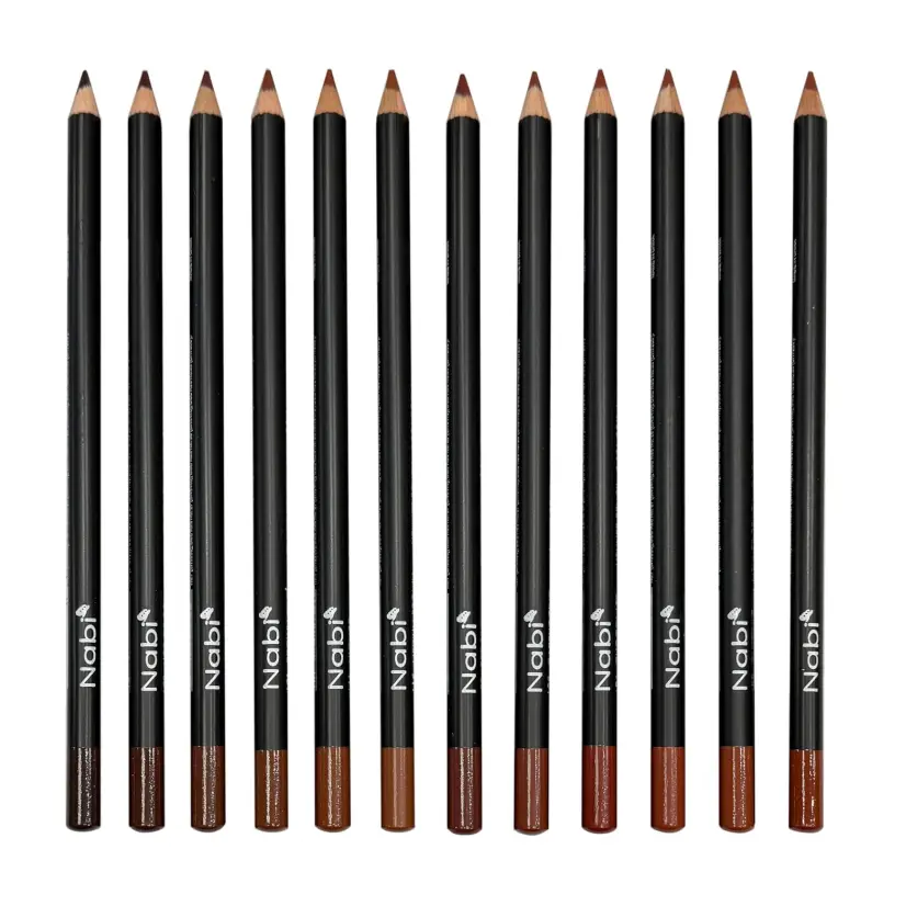 Nabi Lip Liner Pencil Set of 12 [Browns] - 7 inches