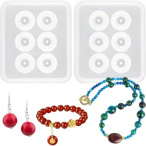 2 count   Bead Molds Set, Round Ball Bead Molds with Holes, DIY  Making Tools for  Epoxy, Polymer Clay, Soap Making, Cabochon  DIY Crafting Projects(Sphere Ball 2 in Set)