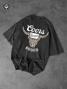 Men's Fashion Street Style Leopard Print Graphic Tee, Breathable High-Quality Cotton Short Sleeve Round Neck Summer Top Streetwear