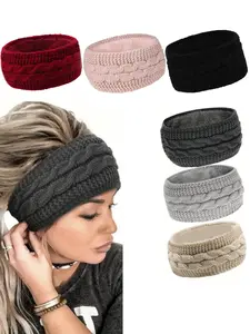 New Winter Fleece Lined Headband, Warm Knitted Hair Band, Fashionable Outdoor Sports Ear Protection, Windproof Cold Weather Accessory, Headbands Women