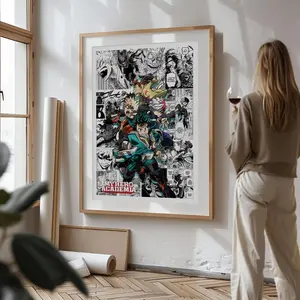 Curated Manga Panels - My Hero Academia Wall Art - Academia Anime Gift, Character Art, Manga Style  Exclusive Design, Anime Room Art