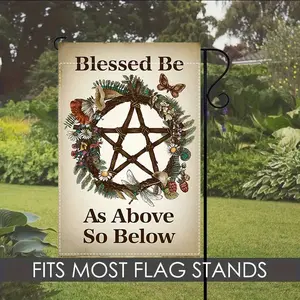 Pagan Yule Celebration Garden Flag – Double-Sided, Blessed Be As Above So Below, Wiccan Heathens Home Decor, Weatherproof Polyester & Burlap, Machine Washable, No-Electricity Decorative Flag - For Wiccans & Pagans - Perfect for Holiday Decor