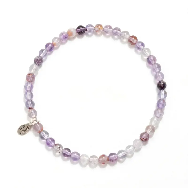 Tiny Rituals Purple Ghost Amethyst Quartz Energy Gemstone Bracelet for Youth, to Tap Into Intuition Tiny Rituals Purple Ghost Amethyst Quartz Energy Gemstone Bracelet for Youth, to Tap Into Intuition