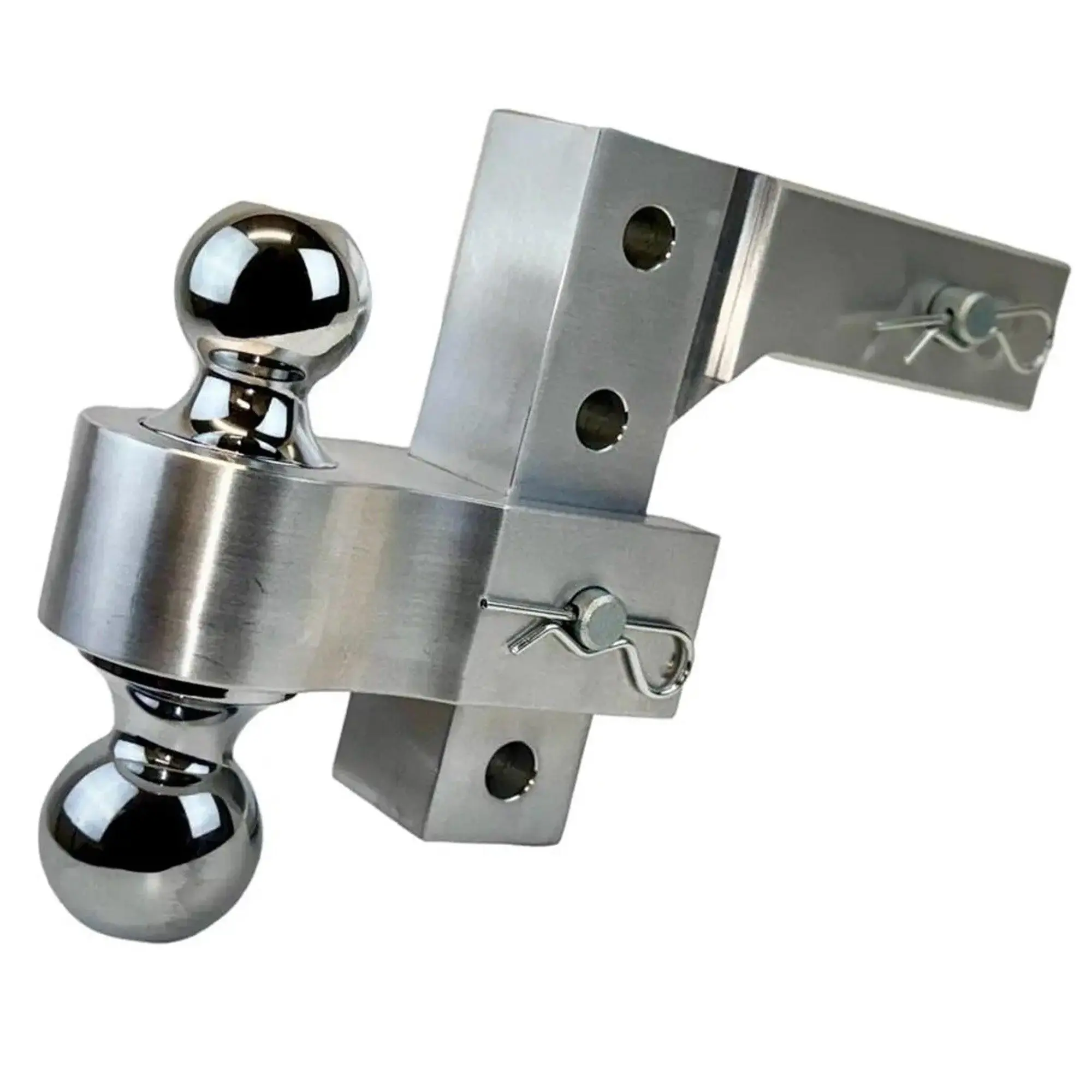 Adjustable Aluminum Boat Hitch Mount with 2" and 2.31" Balls, Silver for Sports & Outdoor Water Boating Use