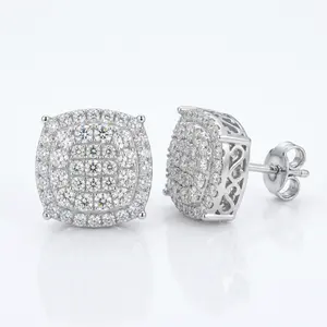 [2026 Trend Alert] Unisex Hip Hop Oversized 12mm Full Pavé Geometric Earrings, Micro Pave AAA Zircon, Luxury Artificial Gemstone Jewelry for Men & Women