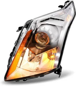 Projector Headlight Compatible with 2010-2016 Cadillac SRX Head Lights Lamps Assembly Clear Lens & Chrome Housing Driver Side W/Bulbs Replacement for 22853872 GM2502345