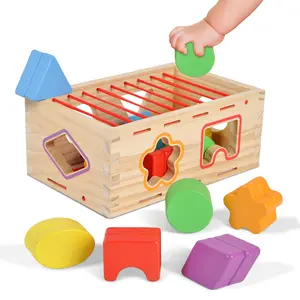 1+ Year Montessori Wooden Shape Sorting Toy | Developmental Learning Gift for Babies & Toddlers Toys | Unisex | Educational & Fun Blocks Busy Board