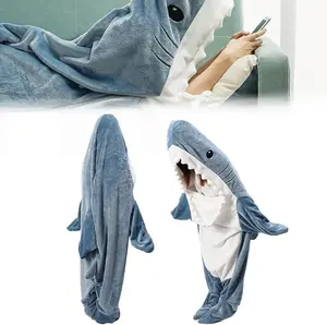 Shark Blanket - Shark Plush Hoodie Adult,Wearable Shark Blanket Adult or Shark Sleeping Bag,Super Soft Cozy Flannel