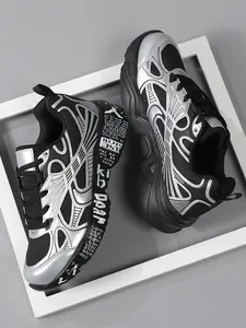 Men's Low Top Casual Sports Shoes, Sporty Running Shoes, Colorblock Fashion, Ideal for Daily Wear, Running, All Seasons, Lace-Up Design