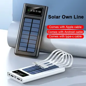 20000mAh Solar Power Bank Solar Charger, Portable Charger, Camping External Backup Battery Pack, Solar Panel Charger With Dual Flashlight And 4 Cables for Cell Phones,Perfect for Camping,Hiking