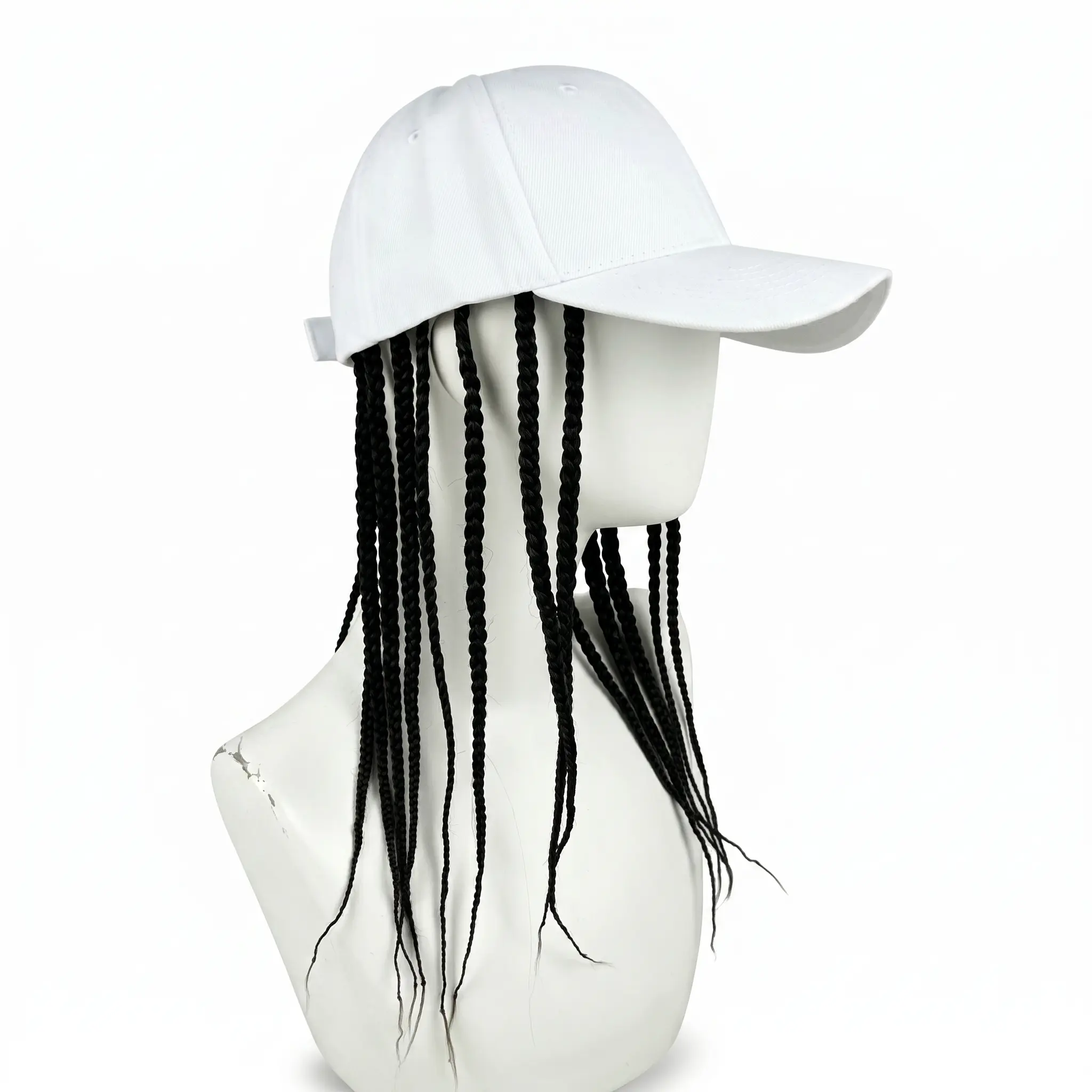 Unisex Hip-Hop Punk Wide-Brim Cap with Braided Dreadlock Wig