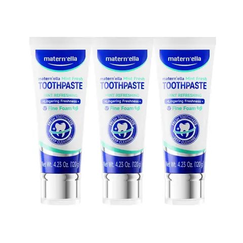 Maternella Hydrated Silica-Xylitol-Niacinamide Toothpaste, 120g, Peppermint Flavor - Periodontal Care, Cavity Prevention, Gum Swelling Relief for Sensitive Gums, Xylitol Toothpaste, Oral Freshening, Breath-Freshening, Toothpaste With Xylitol