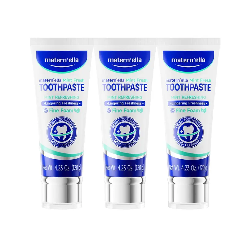 Maternella Hydrated Silica-Xylitol-Niacinamide Toothpaste, 120g, Peppermint Flavor - Periodontal Care, Cavity Prevention, Gum Swelling Relief for Sensitive Gums, Xylitol Toothpaste, Oral Freshening, Breath-Freshening, Toothpaste With Xylitol