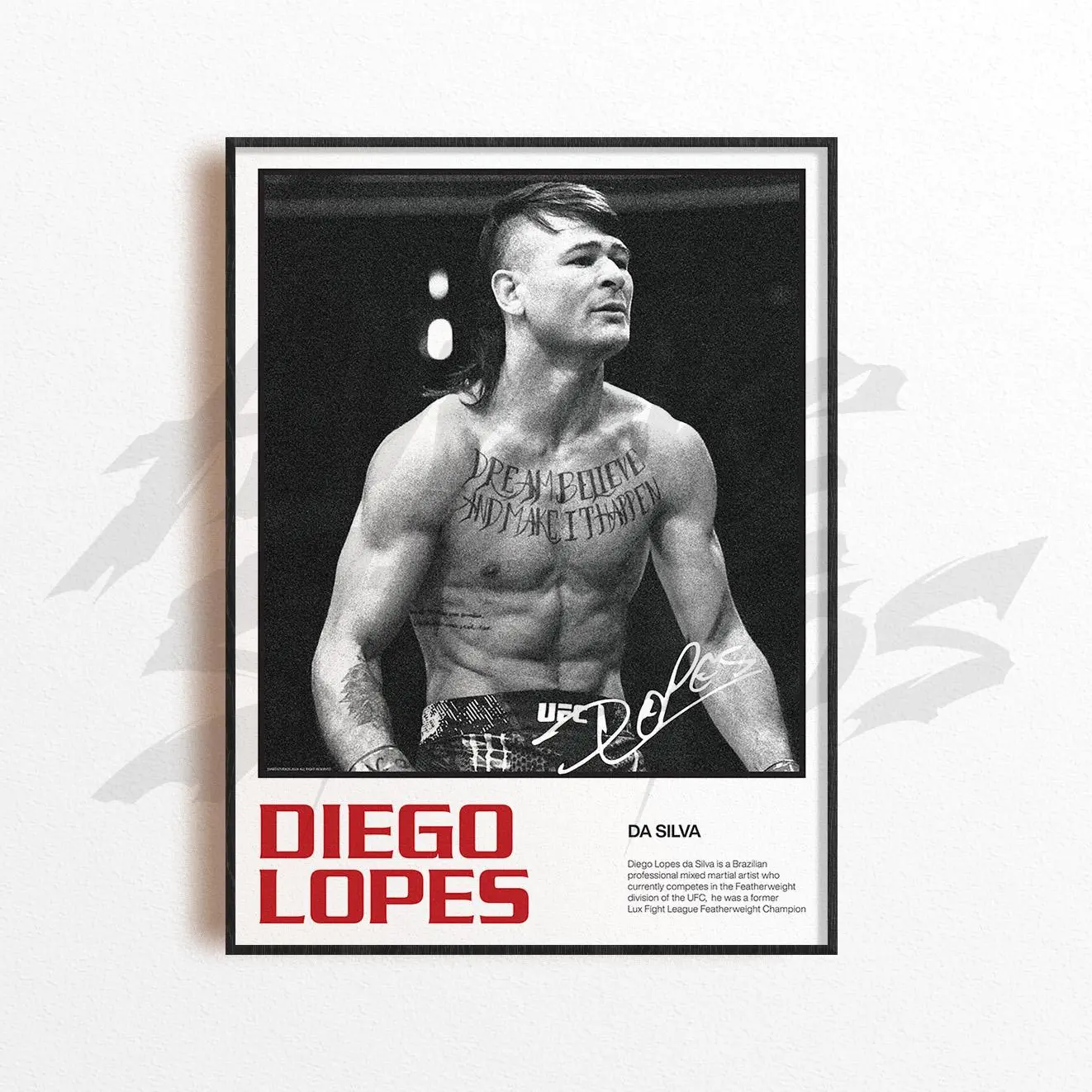 Diego Lopes Art Poster Unframed  , Mixed Martial Arts Wall Decor, Home Gym Decoration, Sports Gift, UFC Fighter Poster Unframed , MMA Art