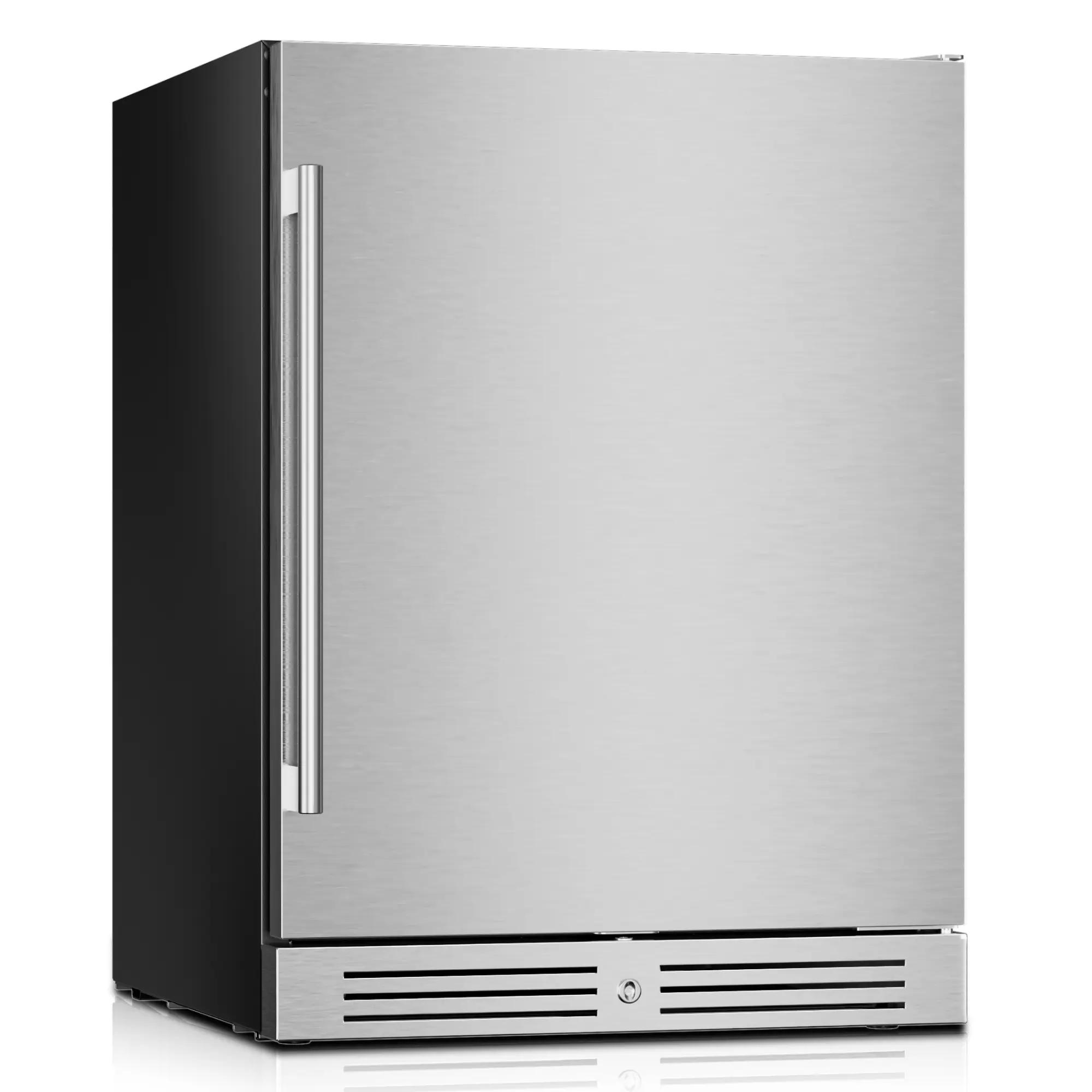Yeego 24-in 304 Stainless Steel Outdoor Beverage Refrigerator - 145L 160-Can Capacity, Under-Counter Built-In/Freestanding, Certified Low-Noise Unit with LED Lighting, 34-54°F, Ideal for Entertaining (Beer, Soda, Wine) in Indoors/Covered Patios, 160 Cans