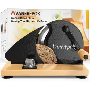 Manual Bread Slicer for Homemade Sourdough Bread Versatile Hand Crank Bread Slicer for Sourdough Crusty Bread Stainless Steel Slicers Adjustable Width for Homemade & Commercial Use
