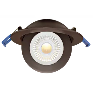 Elco Lighting 4" LED Adjustable Eyeball Downlight, 9W, CCT Selectable, CRI90, Triac/ELV, 28° Beam, Bronze, ERT416CT5BZ