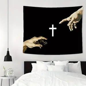1pc, Cross Jesus Pattern Tapestry, 1 Count Aesthetic Wall Hanging Decor, Art for Home Living Room Bedroom Office Dormitory Boyfriend Gift