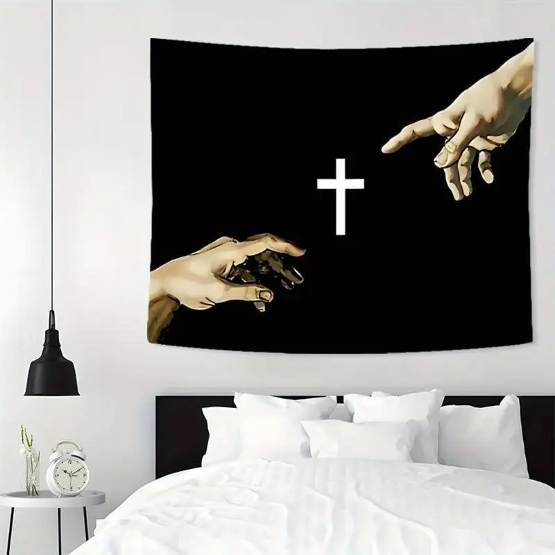 1pc Cross Jesus Pattern Tapestry - Aesthetic Wall Hanging Decoration, Home Decor for Living Room, Dormitory, Boyfriend Gift