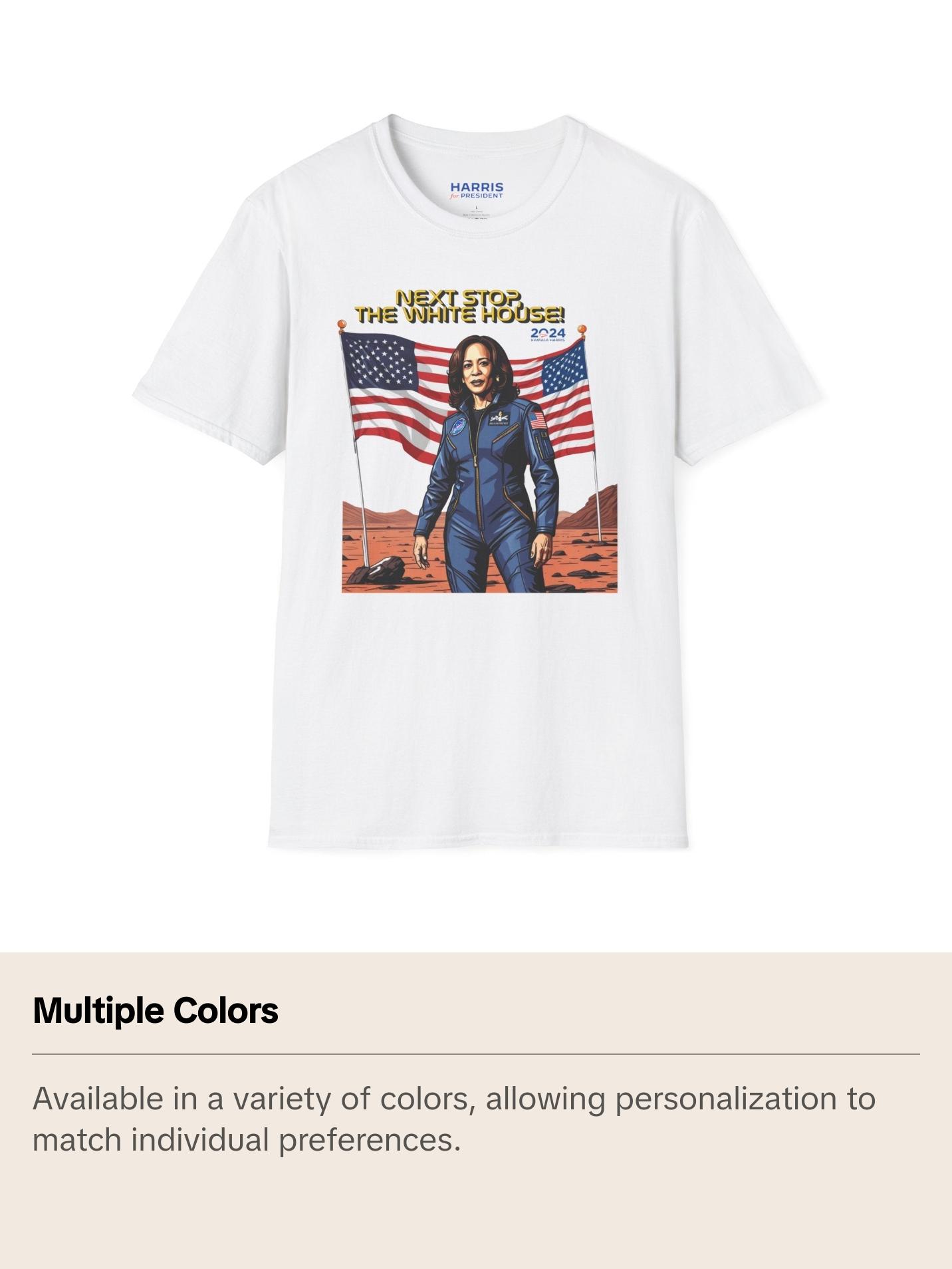 Kamala Harris "Next Stop, The White House!" Astronaut T-Shirt - Political Campaign Tee - Available in Multiple Colors Classic Cotton Kamala Harris "Next Stop, The White House!" Astronaut T-Shirt - Political Campaign Tee - Available in Multiple Colors Classic Cotton