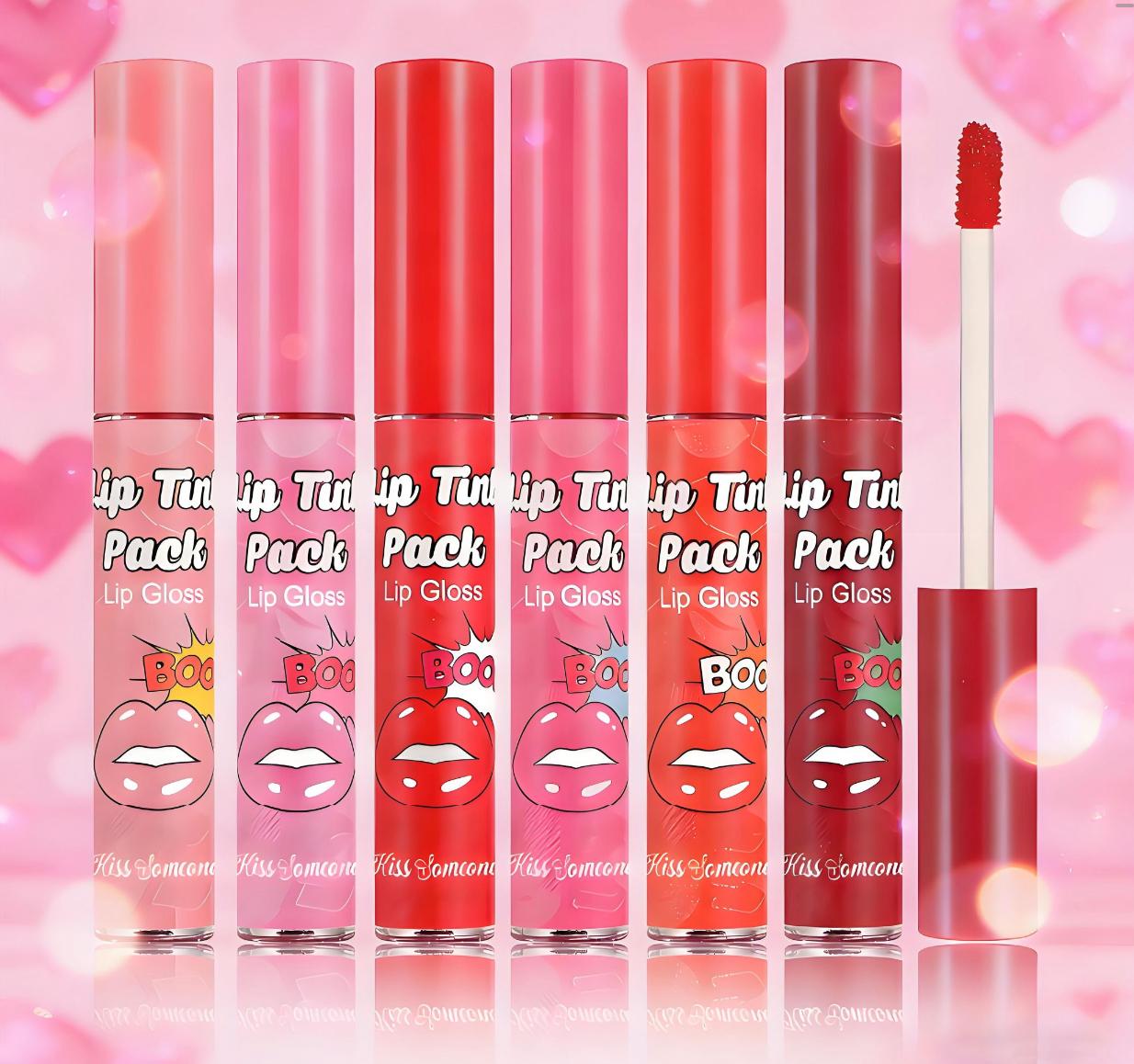 6-piece peel-off lip tint set: long-lasting lip dye, waterproof color that doesn’t transfer, non-transfer lip glaze, gel lip gloss, peel-off lip mask, lip staining liquid, moisturizing tinted lip tint, everyday makeup gift box