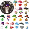 Gejoy Highland Cow Sign Interchangeable Welcome Sign Halloween Decor with Removable Hats Round Wooden Sign Door Hanger for Summer Halloween Holiday Seasonal Home Wall Garden Cattle Farmhouse Porch Door Decor, Housewarming Gift