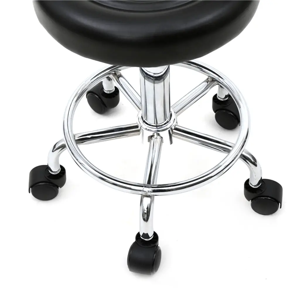 Round Shape Adjustable Salon Stool with Back and Line Black Round Shape Adjustable Salon Stool with Back and Line Black