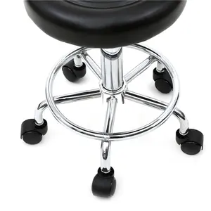 Round Shape Adjustable Salon Stool with Back and Line Black Round Shape Adjustable Salon Stool with Back and Line Black