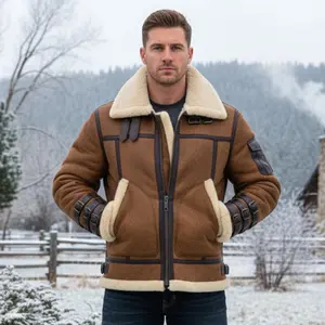 RAF B3 Aviator Style Shearling Brown Bomber Leather Jacket