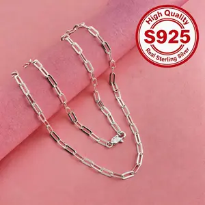 Dainty 925 Silver Plated 3.5mm Paperclip Chain Necklace for Women – Elegant Minimalist Curb Link, 20/24 Inches, Lobster Clasp | Hypoallergenic, Tarnish-Proof & Waterproof | Perfect Gift for Her, Family