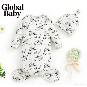 Global Baby 2026 Newborn Infant Baby Boys Girls Knotted Gown with Hat Mallard Duck Hunter Sleeping Bag Swaddle Set Blanket 2026 Newborn Infant Baby Boys Girls Knotted Gown with Hat